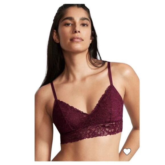 Victoria’s Secret Lace Bra Bralette Burgundy Lacie Sz L NWT - Picture 1 of 6